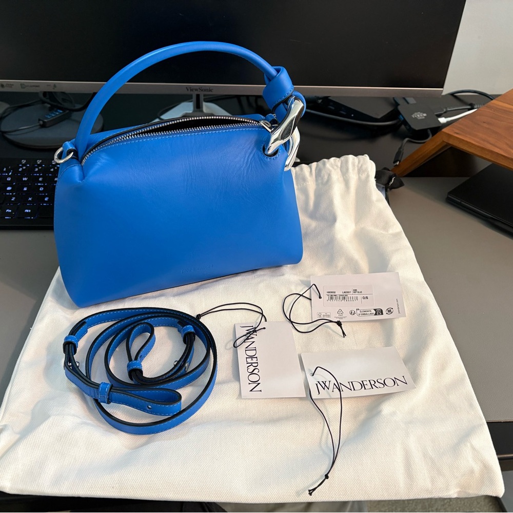 JW Anderson Small Corner Leather Bag in  Vibrant Blue